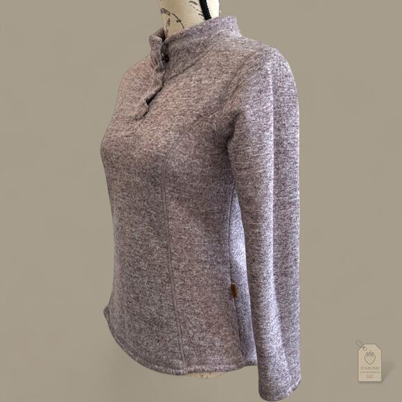 Sherpa Lined 1/4 Snap Fleece Pullover Sweater Heather Lavender Purple S - Picture 3 of 7